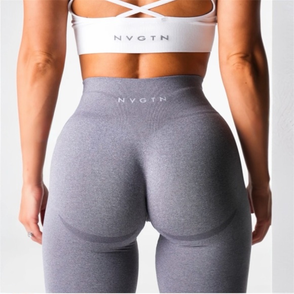 NVGTN Grey Mid Rise Contour Seamless Leggings - Picture 2 of 13